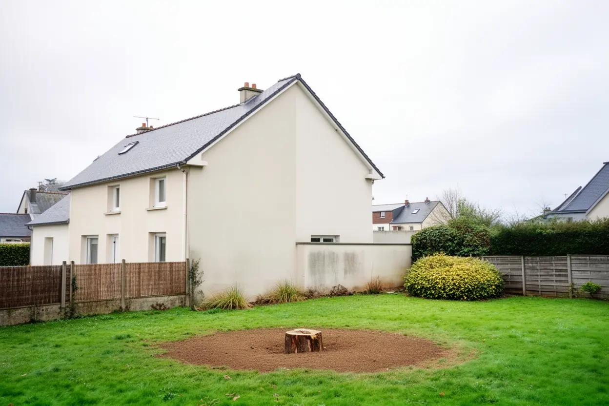 Jardin dégagé après abattage contrôlé à Cherbourg-en-Cotentin