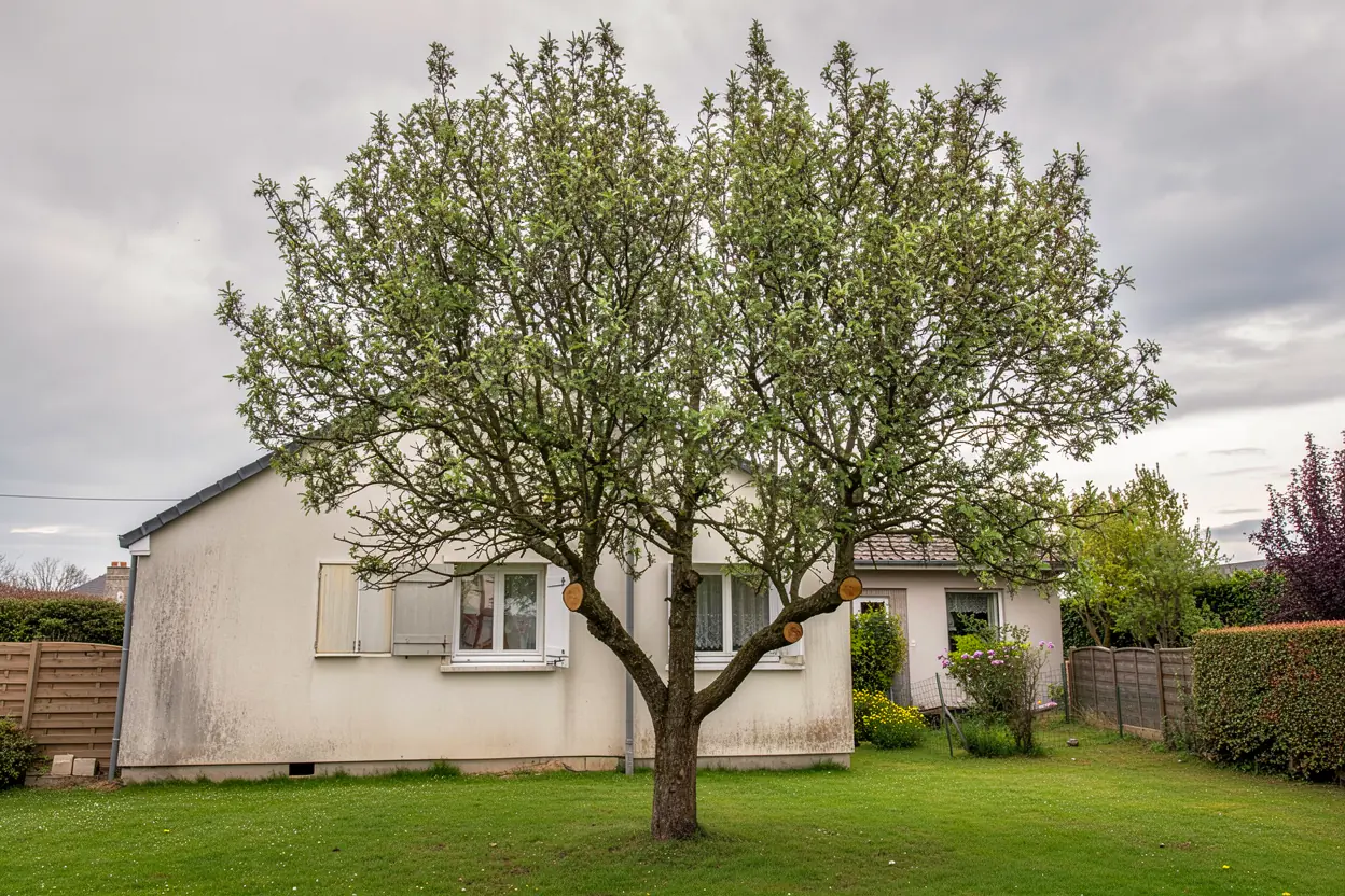 Arbre éclairci après intervention à Cherbourg-en-Cotentin