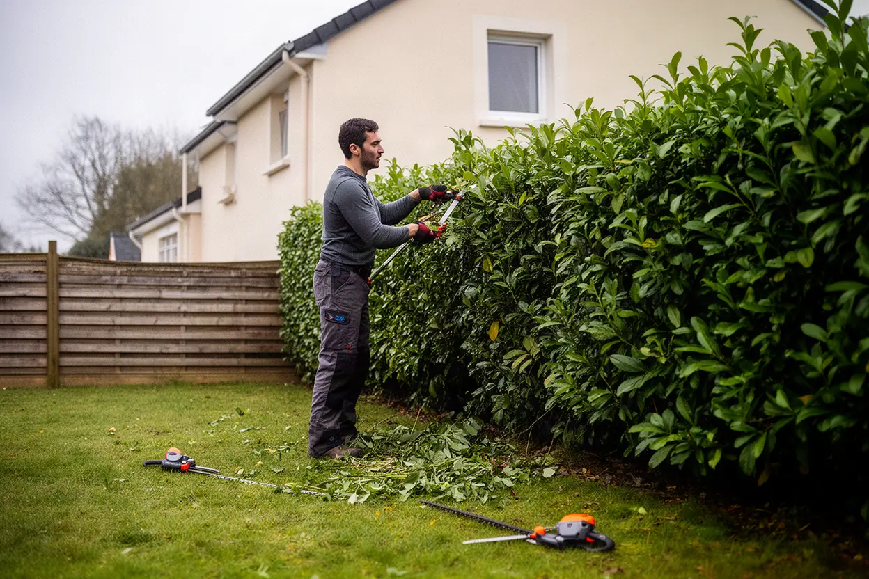 Taille de haie entretenue dans une propriété de Martinvast